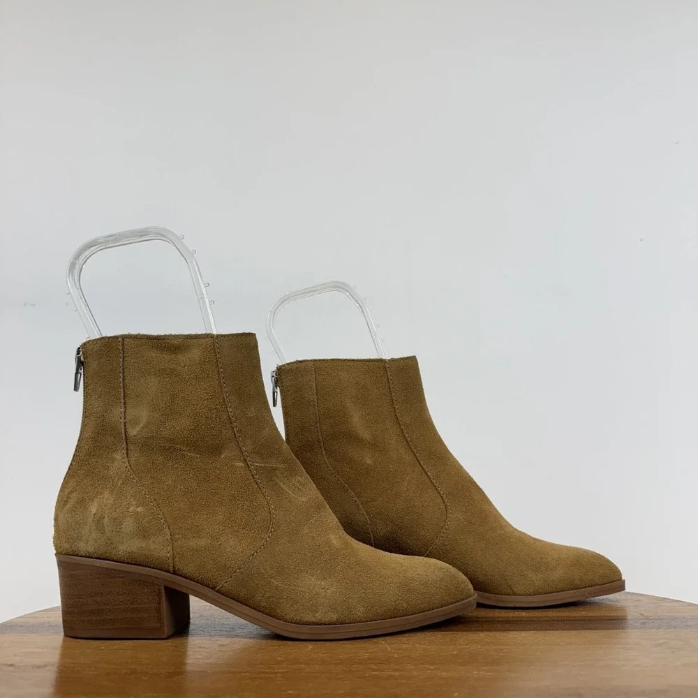 Womens Dolce Vita Avela Brown Leather Casual‎ Heeled Ankle Booties Size 5 M GUC